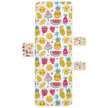 Imagem de STAYTOP Capa de toalha de espreguiçadeira de verão frutas e sorvete, capa macia para espreguiçadeira, capas de cadeira de praia com bolsos para jardim ao ar livre, pátio, pátio, banhos de sol, gramado