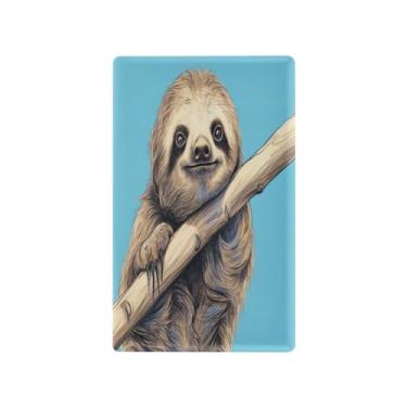 Imagem de Wassud Placa de cobertura de interruptor de luz preguiça no ramo, 1 capa de tomada em branco placa de parede decorativa decoração de casa sala de estar quarto