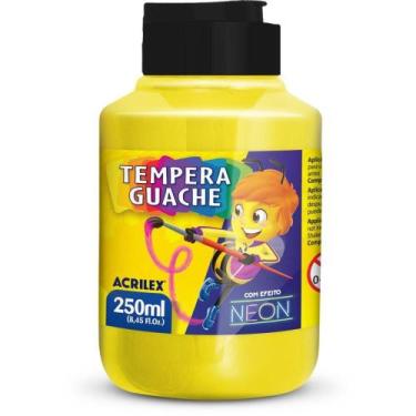 Imagem de Tinta Guache 250ML Amarelo Limão Neon (pacote com 6 Unidades) - Acrile