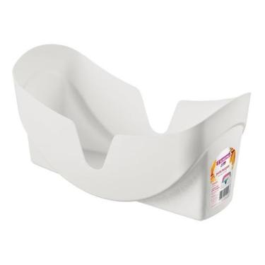 Imagem de Organizador de Tampas para Cozinha, Plástico Branco, 32 x 15 x 14cm, Compartimentos de Diferentes Tamanhos