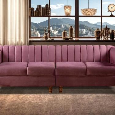 Imagem de Sofá 4 Lugares Decoração Retrô Clássico Realeza Chesterfield - BELLA D