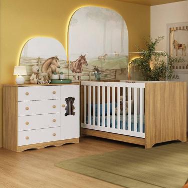 Imagem de Berço Americano 3 em 1 com Cômoda 1 Porta 4 Gavetas Doçura Multimóveis MP4725