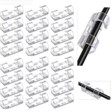 Imagem de Kit 60 Clips Organizador De Cabo Fios Parede Fixador Auto Adesivo Escritório Casa Transparente