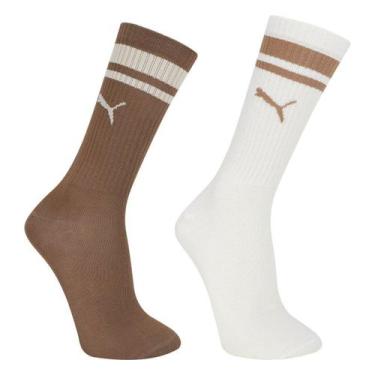 Imagem de Kit Meia Puma Cano Longo Esportiva C/ 2 Pares Masculina, Off white, 39