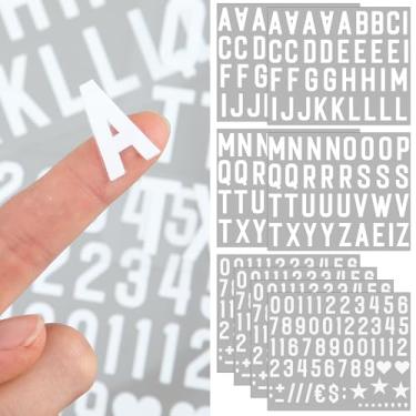 Imagem de Humyoun 10 folhas pequenas letras números alfabeto adesivos brancos UV Dft adesivos de vinil capital adesivos personalizados à prova d'água nome adesivos para etiquetas DIY artesanato fabricação (2,5