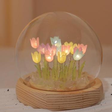 Imagem de Richaa (20 luzes de tulipas coloridas de flores com madeira, lâmpada de tulipas para Natal, aniversário, dia das mães, ação de graças, presente para mulheres, namorada, avó, alimentado por bateria