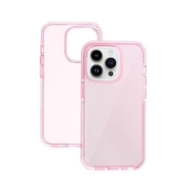 Imagem de Capa transparente com quatro lados e proteção antiqueda para iPhone 13, 14, 15 Pro Max, TPU+TPE, capa protetora macia e antirriscos, rosa, para iPhone 14 (6,1")