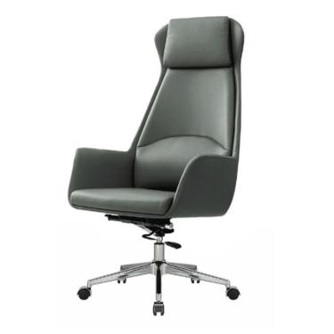 Imagem de Cadeira Escritório Giratória Presidente Atlanta Rivatti Revestimento Pu Cinza Base Estrela Cromada