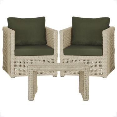 Imagem de Mesa E 2 Poltronas Madri Corda Náutica Estofado 13 Trama Rami