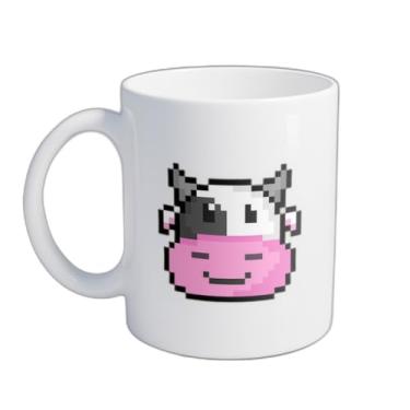Imagem de Caneca Xícara de Café Porcelana 300ml Cabeça de Vaca Pixel Art