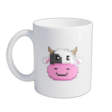 Imagem de Caneca Xícara de Café Porcelana 300ml Cabeça de Vaca Estilo Pixel