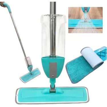 Imagem de Mop Spray 3 em 1 com Reservatório 400ml Esfregão Mágico de Microfibra Lava Enxágua e Seca Cabeça Giratória 360° Limpeza Rápida e Eficiente