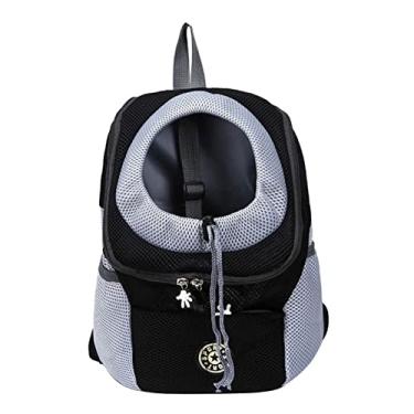 Imagem de Mochila para Pet Sacola Portátil de Viagem Bolsa Frontal no Peito Malha Respirável Design com Cordão Transportar Cães Estimação