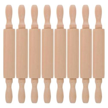 Imagem de Toyvian 8 peças de mini rolo de madeira: mini rolo de massa para artesanato, rolo de massa infantil para assar - perfeito para colorir faça você mesmo, artesanato de argila, conjunto de brincadeiras