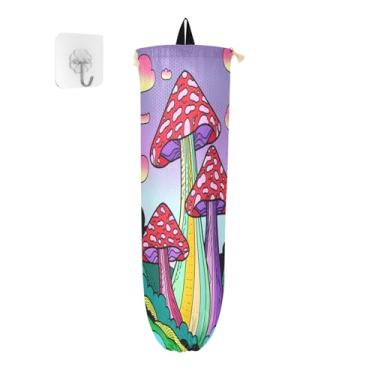 Imagem de Porta-sacos plásticos botânicos de jardim de cogumelos, organizador de sacos para armazenamento de sacolas plásticas de cozinha, suporte de sacola de supermercado com gancho