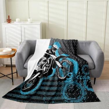 Imagem de Cobertores de lã de flanela para motocicleta, cobertores de pelúcia super macios e aconchegantes para bicicleta, cobertor leve de microfibra azul grafite para sofá, cama, 127 x 152 cm