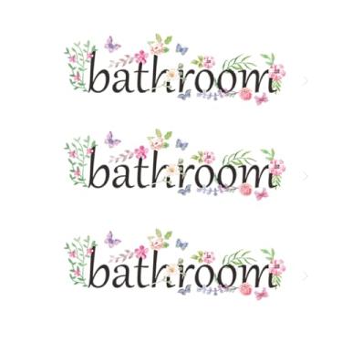 Imagem de MEFOSS Adesivo de porta de banheiro autoadesivo vinil à prova d'água lindos decalques de parede florais descasque e cole faça você mesmo removível lavanderia banheiro banheiro decoração de porta