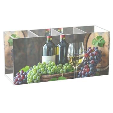 Imagem de TSENQUE Porta-lápis colorido personalizado para mesa, fofo, retrô, garrafas de vinho, suporte de pincel de maquiagem de acrílico