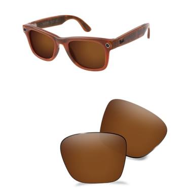 Imagem de AOZAN Lentes de substituição ANSI Z87.1 para óculos inteligentes RayBan Meta Wayfarer RW4008 53 mm, fotocromáticas e resistentes a impactos - marrom sépia