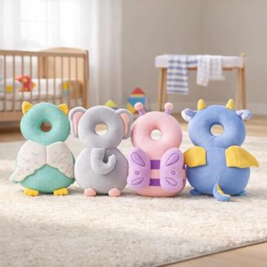 Imagem de Mochila Protetora Cabeça De Bebê Almofada Antiqueda Ajustável - Proteção Contra Queda e Tombo Aprendendo Caminhar (Borboleta)