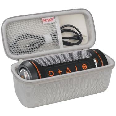 Imagem de BOVKE Estojo de transporte para alto-falante Bushnell Wingman 2 / Bushnell Wingman Golf GPS Bluetooth, bolso extra de malha para cabos de carregamento e acessórios, cinza