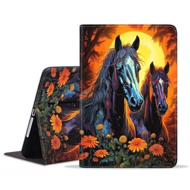 Imagem de BWOOLL Capa para Samsung Galaxy Tab A11 Plus 2025 / Samsung Galaxy Tab A9 Plus 2023 11 polegadas, capa fina e leve de couro PU com suporte para despertar/hibernar automaticamente, cavalo sob a lua