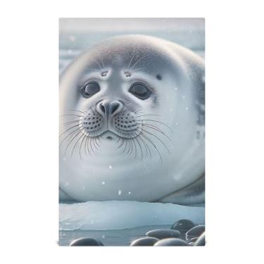 Imagem de Conjunto de toalhas de prato de verão com estampa animal de selo fofo, toalhas de mão de chá, panos fofos, panos de banho, absorventes de banheiro, 45 x 71 cm, pacote com 6