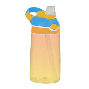 Imagem de Garrafa de água infantil coral rosa lua amarelo gradiente 473 ml garrafa de água esportiva reutilizável com tampa de canudo 473 ml Tritan copo infantil à prova de vazamento portátil, alça de