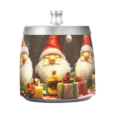 Imagem de Gnomos fofos de Natal, cinzeiro vermelho, cinzeiro de metal, cinzeiro para pátio externo
