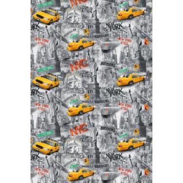 Imagem de Cortina de Box Estampada New York, PVC, 138x198cm, Antimofo e Antiácaro, Com 6 Ganchos, Decorativa, Impermeável, para Banheiro