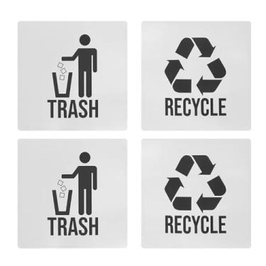 Imagem de Fockety Adesivo de Reciclagem, Adesivos de Lixo de Escritório para Cozinha Interna e Externa, Adesivos de Reciclagem de Lixeira, Etiquetas de Cesto de Lixo, Placas de para