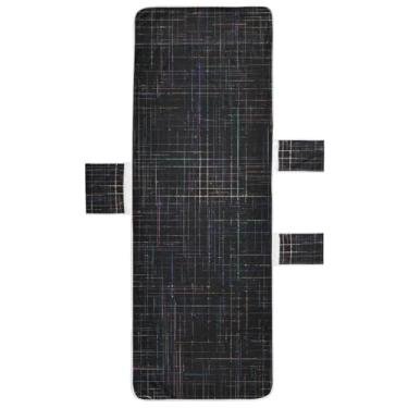 Imagem de Black Neon Line Minimalista Chaise Lounge Toalhas de Cadeira de Praia Toalha de Cadeira de Praia com Bolso Superior Ajustado Coast Chase Lounger 203 x 76 cm
