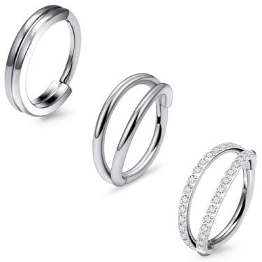 Imagem de Pnsgisr F136 titânio 20/18/16G nariz septo concha argola piercing joias 8/10 mm cartilagem helix tragus daith torre brincos para mulheres pequeno fino infinito feminino corpo clicker hipoalergênico