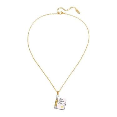 Imagem de Colar com pingente de livro My Little Star gravado em aço inoxidável para filha/filho amor aberto com corrente de suéter de presente de 7 páginas, middle, Aço inoxidável, aço inoxidável