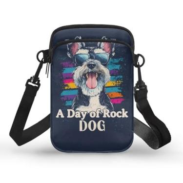 Imagem de CLOHOMIN Bolsa transversal para mulheres e homens, mini bolsas transversais com bolsos com zíper, Schnauzer