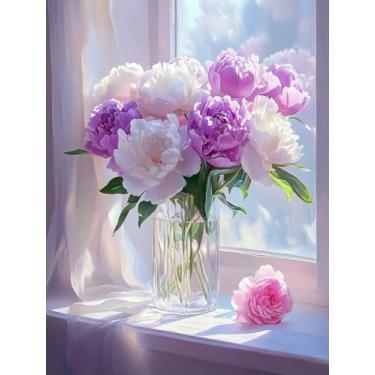 Imagem de Wergund Flor de arte de diamante DIY 5D, kits de arte de diamante para adultos, vaso de pintura de diamante, broca completa, cristal, strass, bordado, ponto cruz, artes, artesanato, lona, decoração de