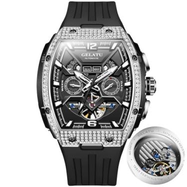 Imagem de OLEVS GELATU Relógio masculino automático Tonneau relógio esqueleto mecânico 50 m à prova d'água cristal safira quadrado masculino relógios branco/preto/ouro rosa, Relógios mecânicos masculinos 2