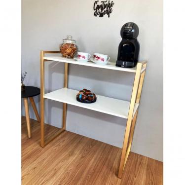 Imagem de Aparador Buffet Luxo Café Mesa Sala Cozinha Romero Dourado/branco