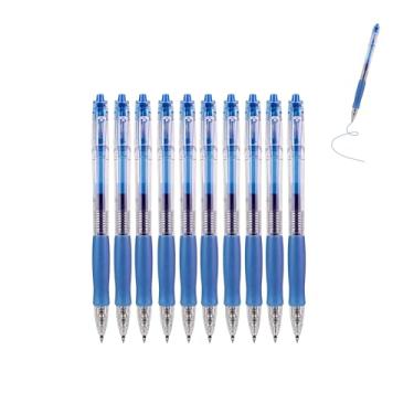 Imagem de GZBABY Caneta de gel retrátil, 10 peças, caneta esferográfica de ponta fina para escrever colorir, 0,5 mm, tinta azul azul