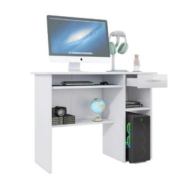 Imagem de Escrivaninha para PC 90cm com Gaveta e Suporte para Teclado – Mesa Compacta para Escritório e Home Office