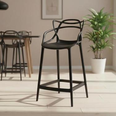 Imagem de Banqueta média bancada cozinha Masters Allegra 66 cm - Preto