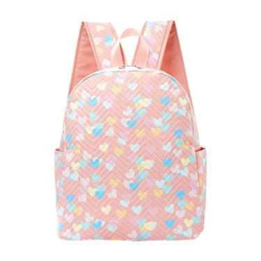 Imagem de OIIBWQ Mochila casual ajustável e leve para meninas, meninos e adolescentes, ideal para a escola, Coração Rosa