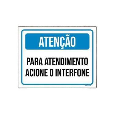 Imagem de Placa Atenção Para Atendimento Acione Interfone 36X46 - Sinalizo