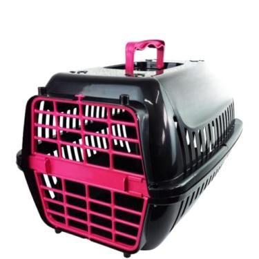 Imagem de Caixa de Transporte Gato 1 OU 2 Caixa de Transporte Cachorro Casinha de Gato para Viagens Terrestres(PRETO ROSA,Nº1)