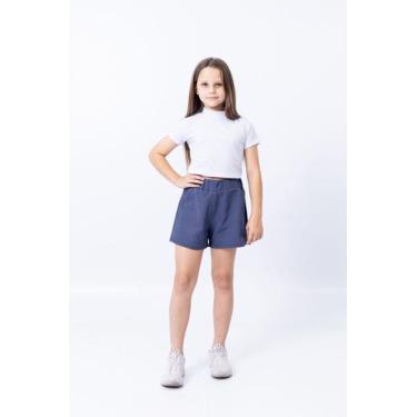 Imagem de Short Jeans Menina Básico Cintura Com Elástico Largo - Nicktoia, Azul,