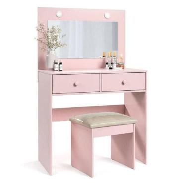 Imagem de Penteadeira Camarim E Banqueta Maia Com Almofada Rose - Luapa Móveis