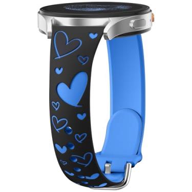 Imagem de Wepro Pulseira feminina fina de silicone de 20 mm gravada para Samsung Galaxy Watch 7, para Galaxy Watch 6, 5, 4 FE, Active 2 de 40 mm, 44 mm, 6, 4, clássico, 43 mm, 47 mm, 42 mm, 46 mm, 5 Pro, 45 mm