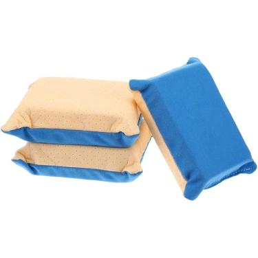 Imagem de 3 peças de esponja de desembaçamento de janela absorvente de carro esponjas de para-brisa sem arranhões para janela de espelho suprimentos de limpeza de carro (azul + amarelo)