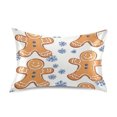 Imagem de Blueangle Fronha de cetim de biscoito de gengibre para cabelo e pele, fronha de seda, tamanho Queen (50,8 x 76,2 cm) - Capas de almofada de cetim com fecho de envelope (303)