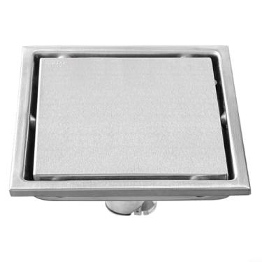 Imagem de Square Shower Drain in Brushed Nickel Finish - 150mm x 150mm Modern Bathrooms